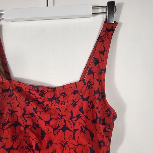 MIRACLESUIT One Piece Swimsuit Size L/XL Red Navy Floral Underwire - Picture 3 of 12
